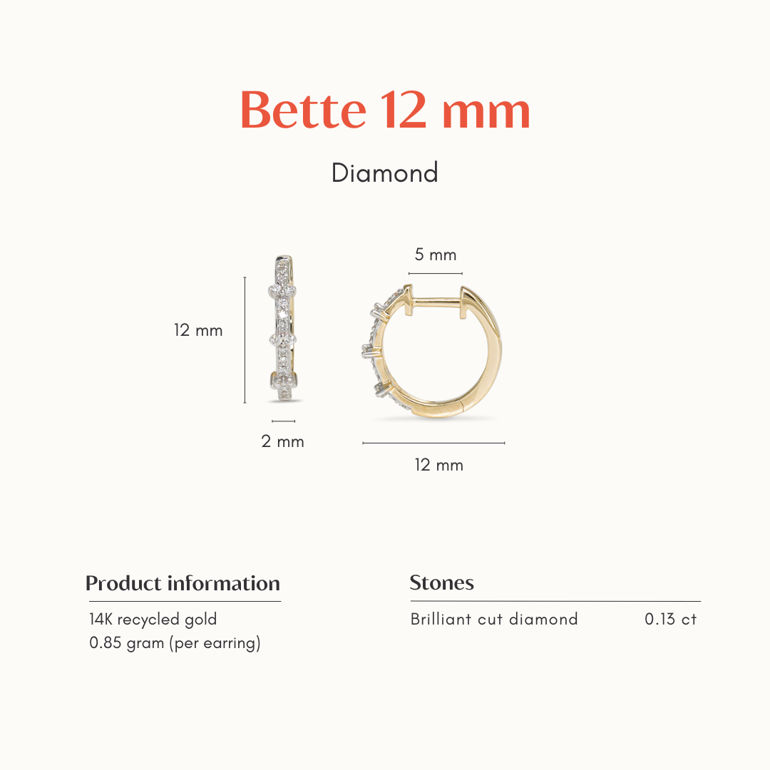 Bette | 14K Diamond Huggies 12mm