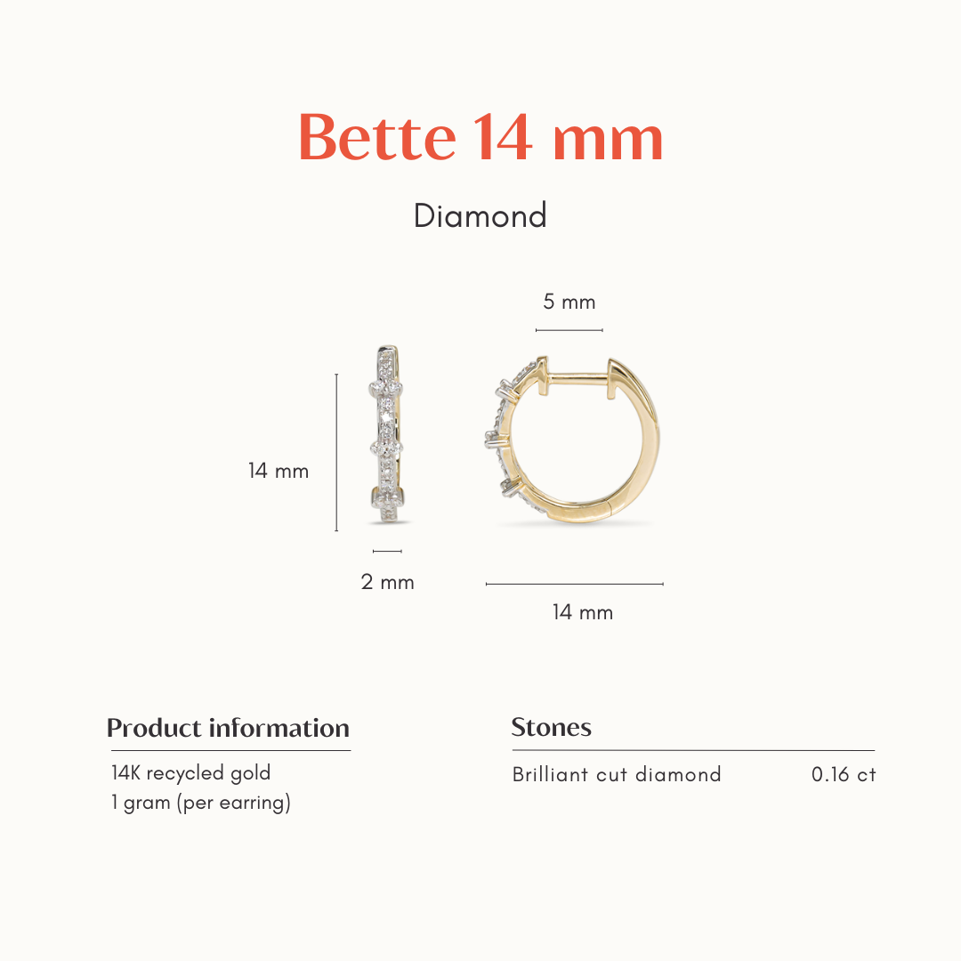 Bette | 14K Diamond Huggies 14mm