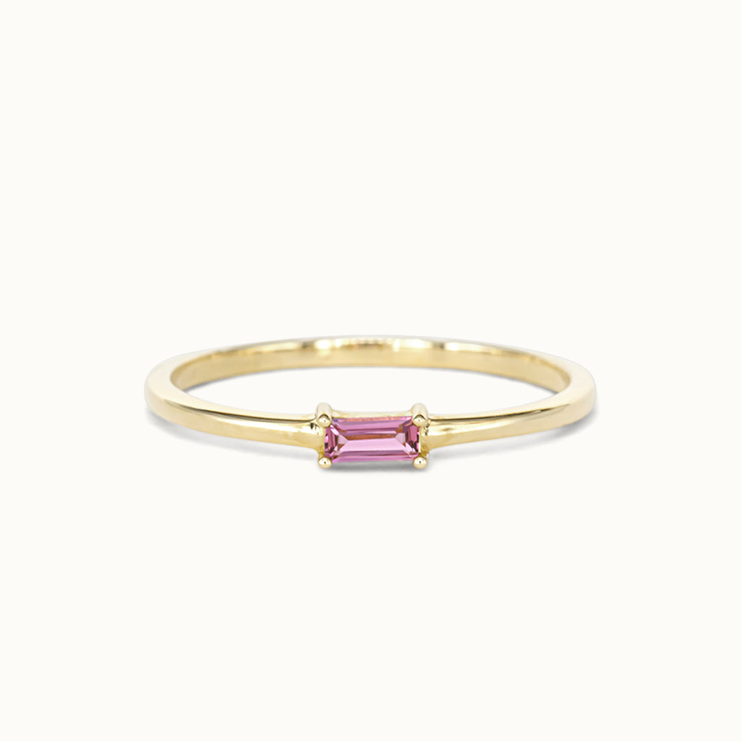Baguette Pink Tourmaline Ring