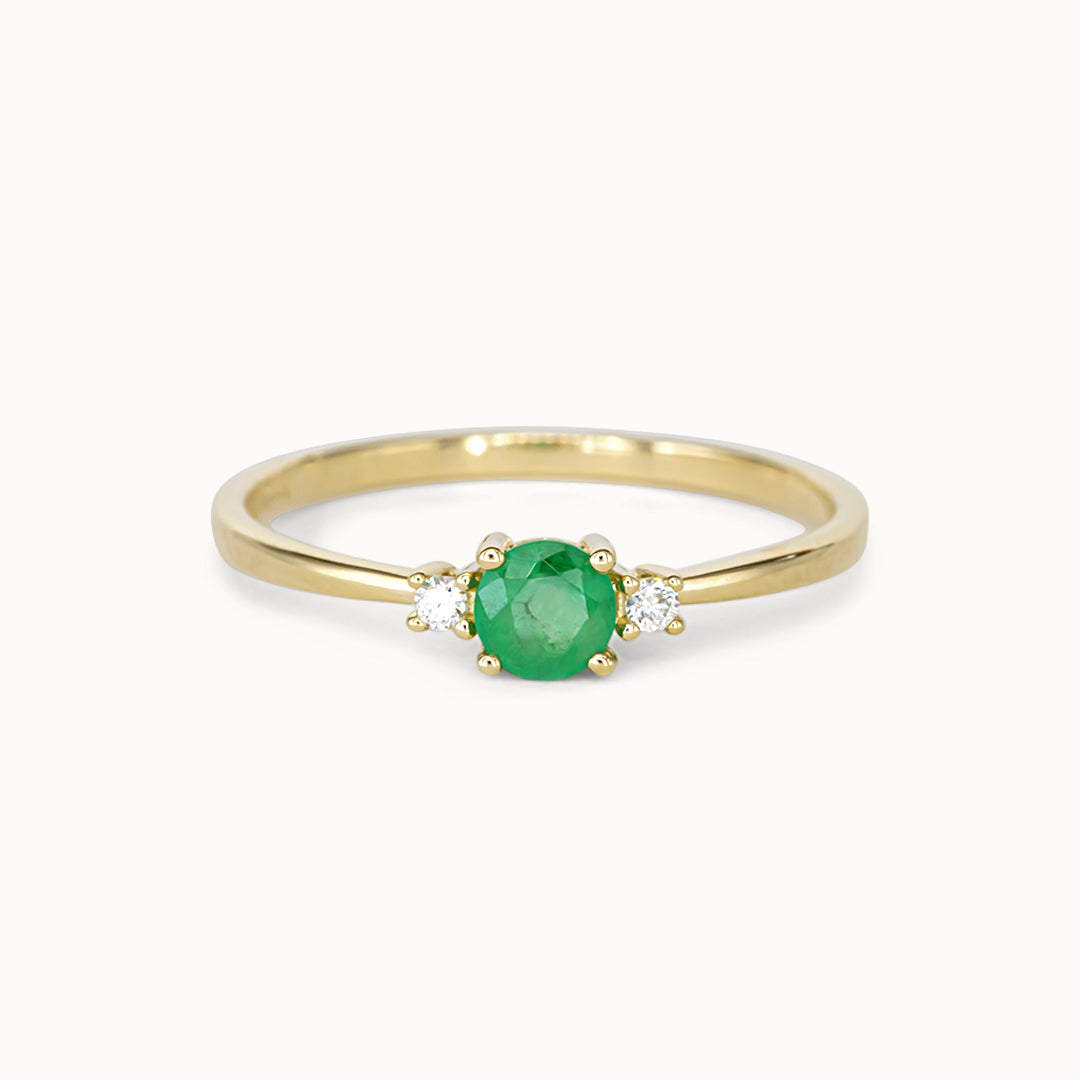 Emerald and Diamond Trilogy Ring - Main Image