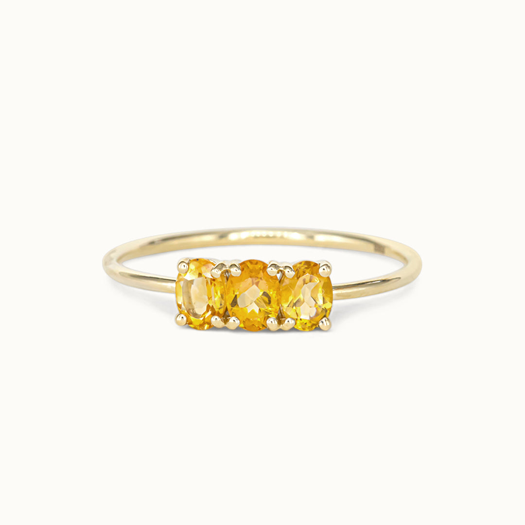 Tiny Triple Citrine Ring