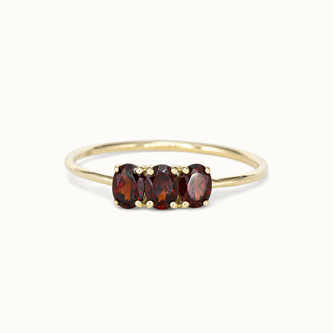 Tiny Triple Garnet Ring