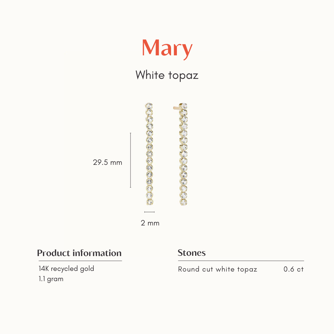 Mary | 14K Witte Topaas Oorbellen