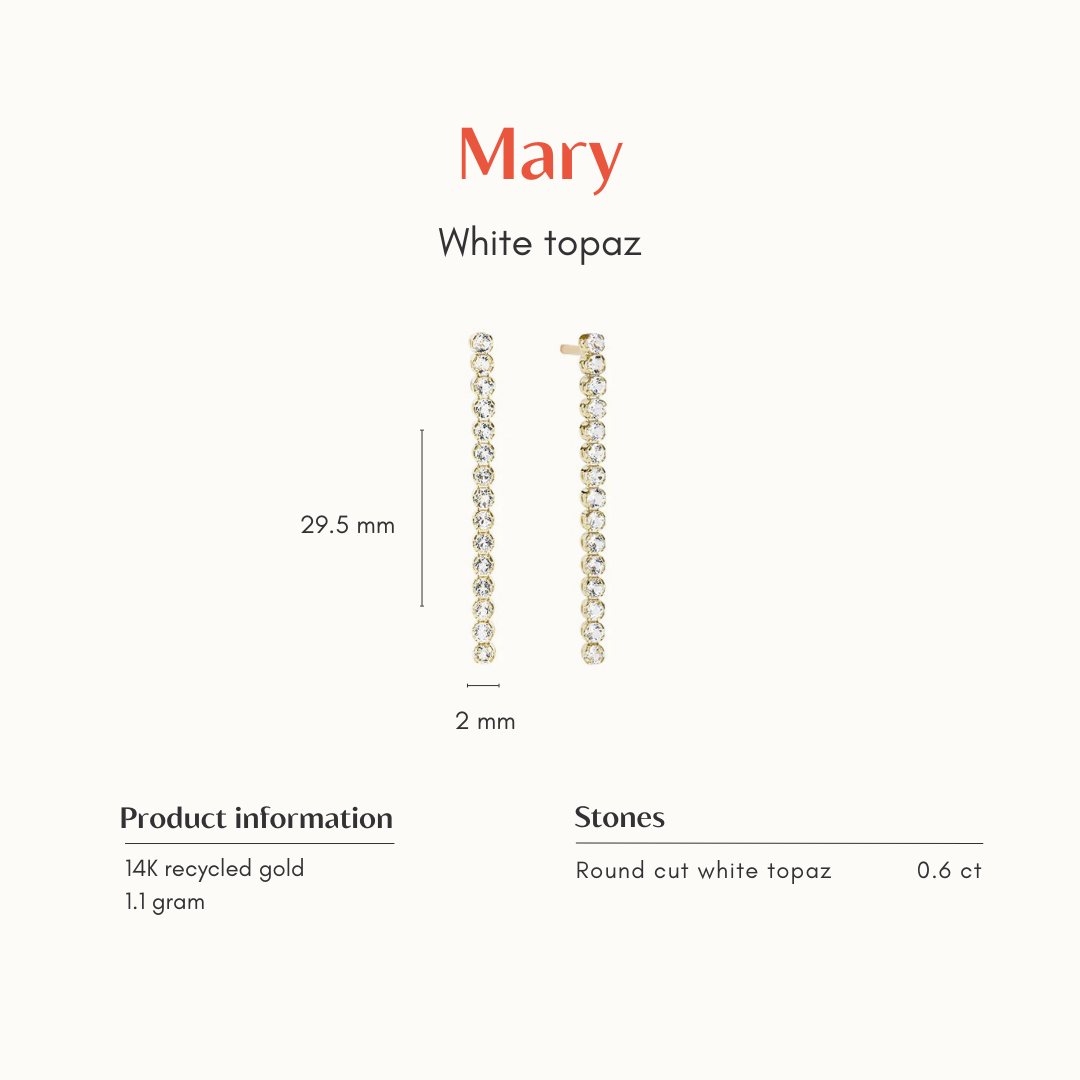 Mary | White Topaz Earrings