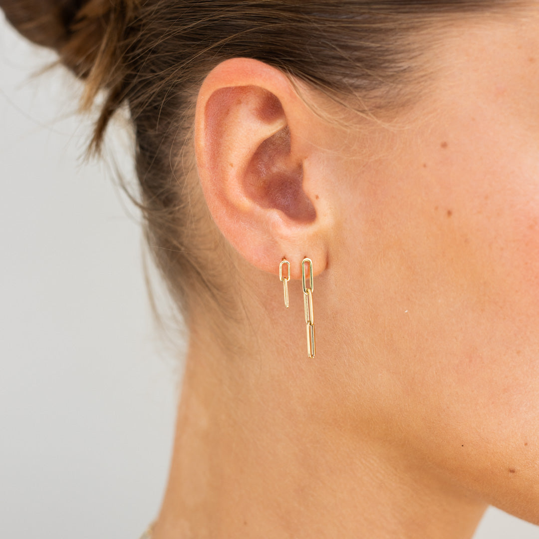 Three Paperclip Link Earrings