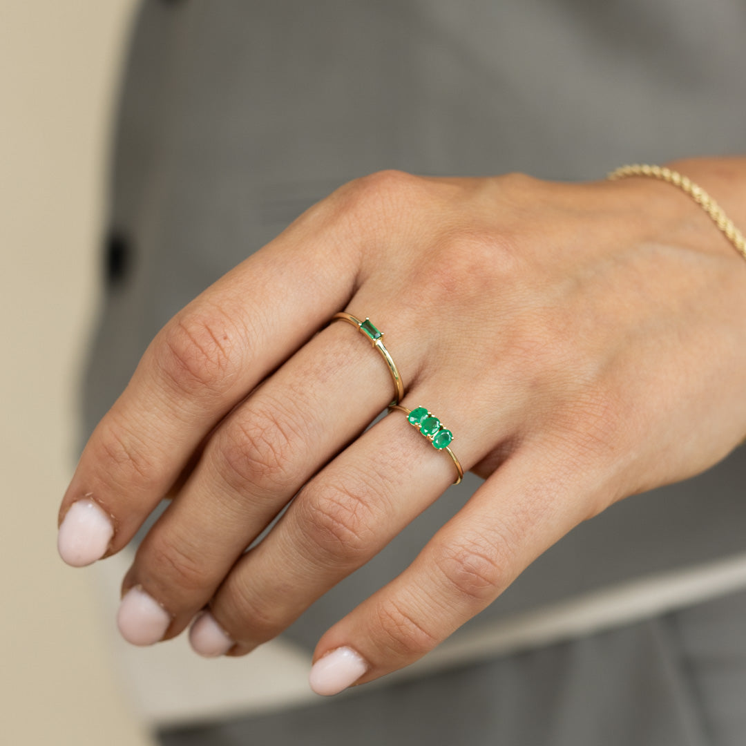Tiny Triple Emerald Ring