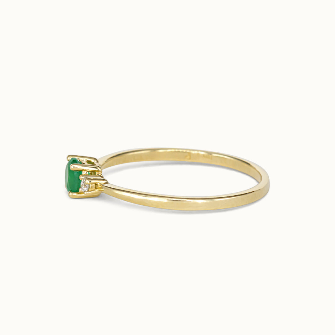 Emerald and Diamond Trilogy Ring