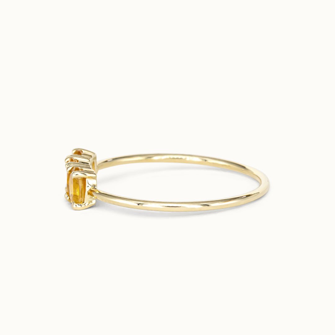 Tiny Triple Citrine Ring