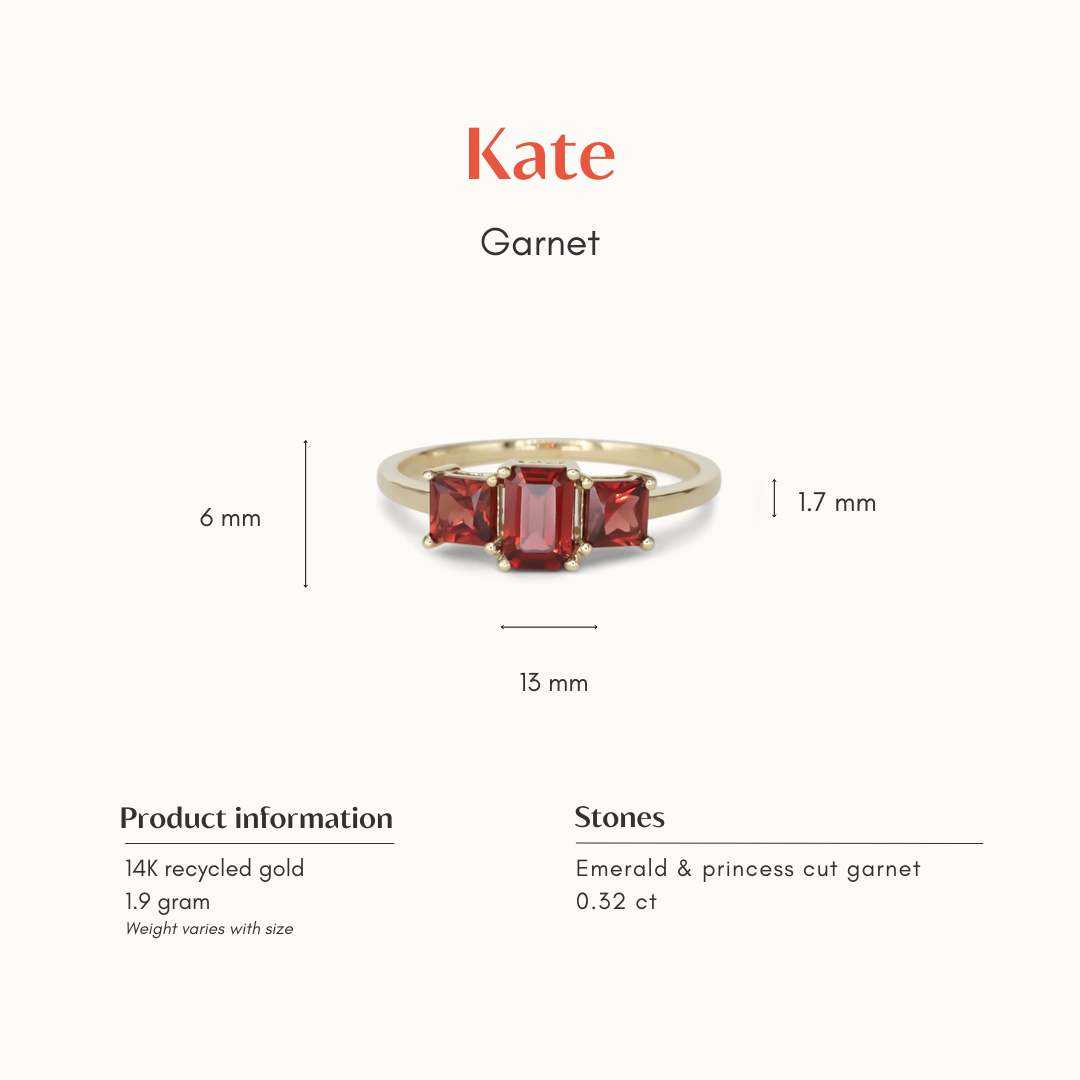 Kate 14K Triple Garnet