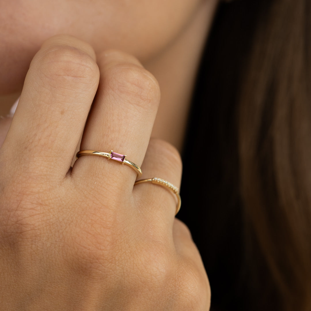 Baguette Pink Tourmaline Ring