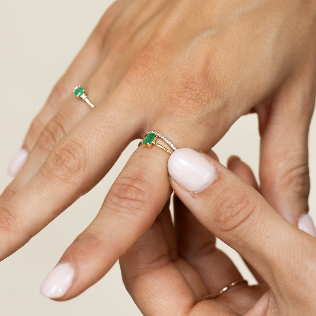 Emerald and Diamond Trilogy Ring