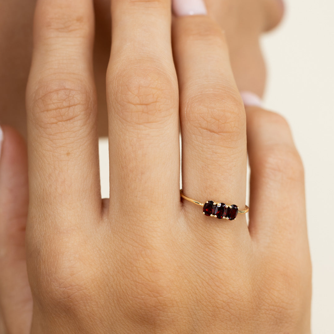 Tiny Triple Garnet Ring