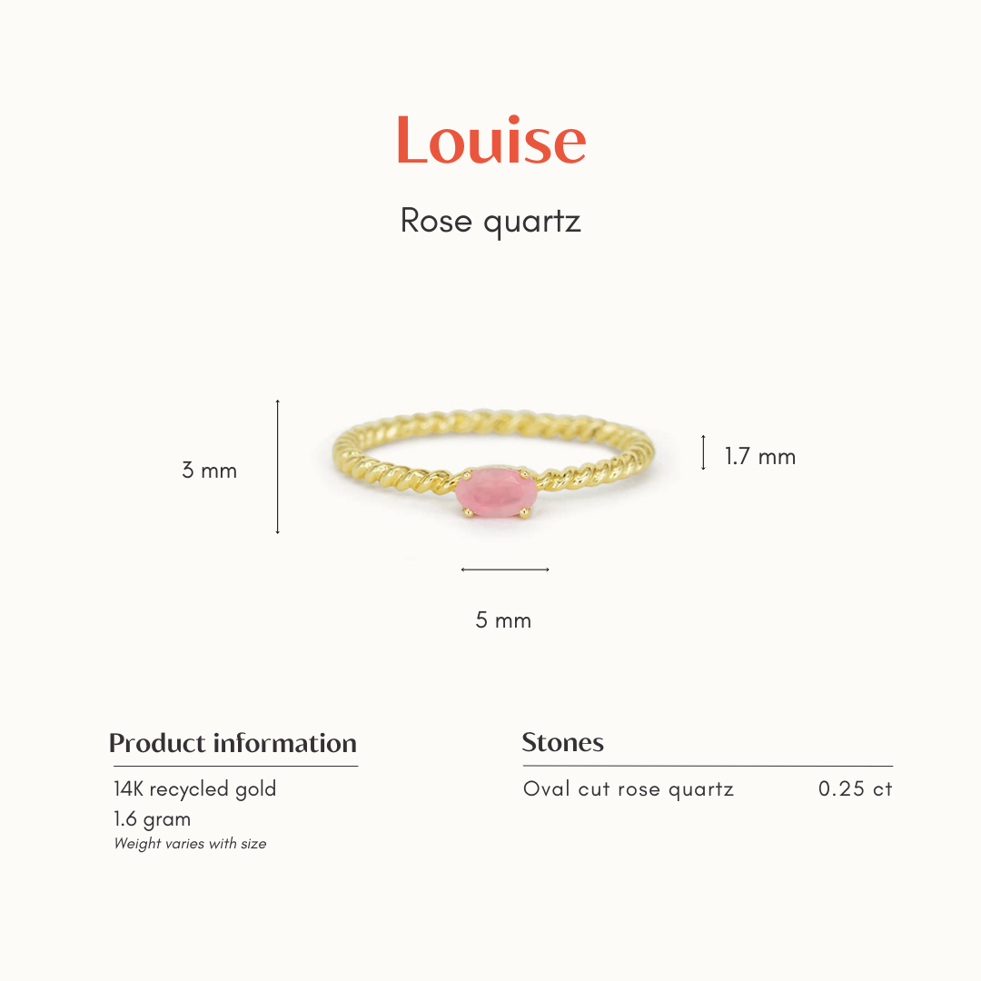 Louise | 14K Twisted Rose Quartz