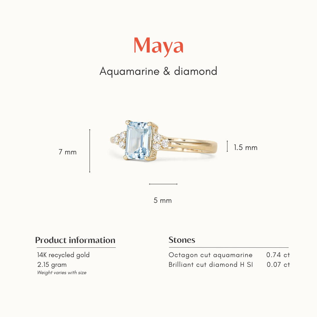 Maya | 14K Aquamarine and Diamond