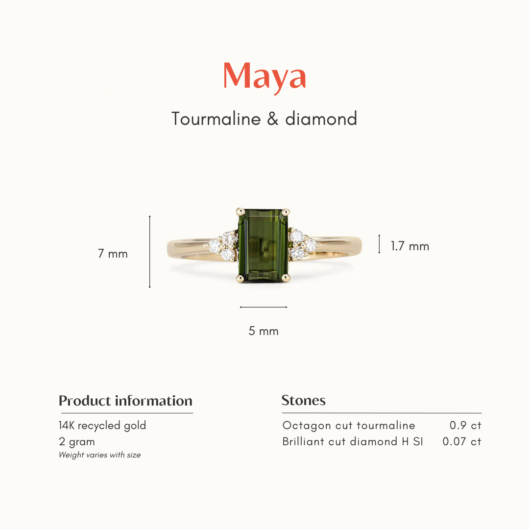 Maya | 14K Toermalijn & Diamant