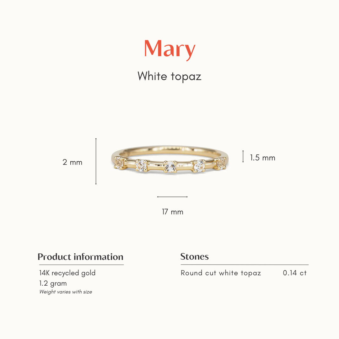 Mary | 14K White Topaz