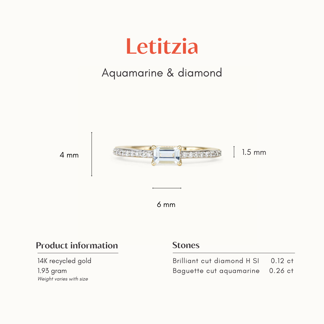 Letizia | 14K Aquamarijn & Diamant