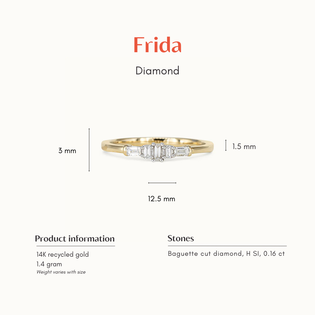 Frida | 14K Diamond Baguette