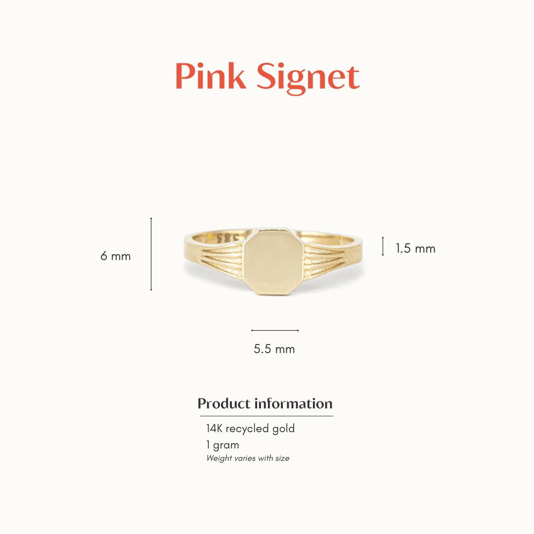 Detailed Pink Signet Ring