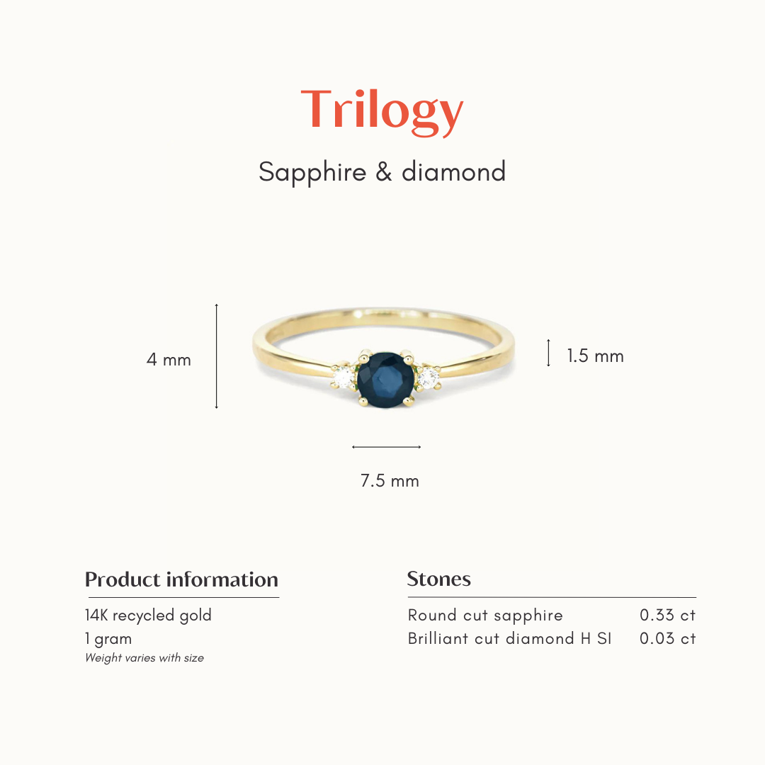 Saffier & Diamant Trilogy Ring