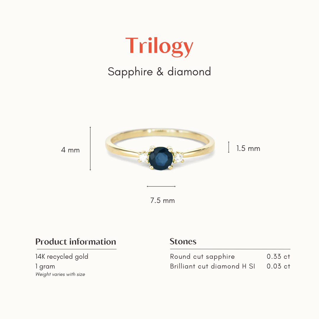 Sapphire and Diamond Trilogy Ring