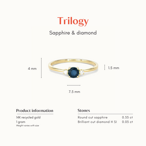 Sapphire and Diamond Trilogy Ring