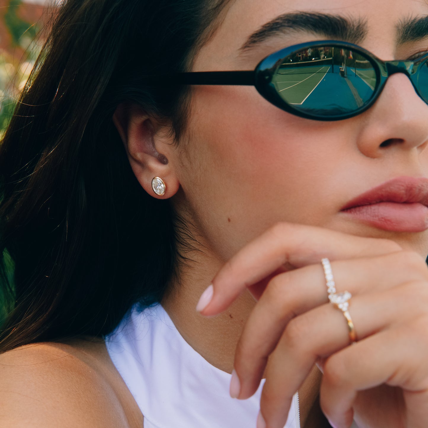 Ovaal Bezel Stud 1 ct