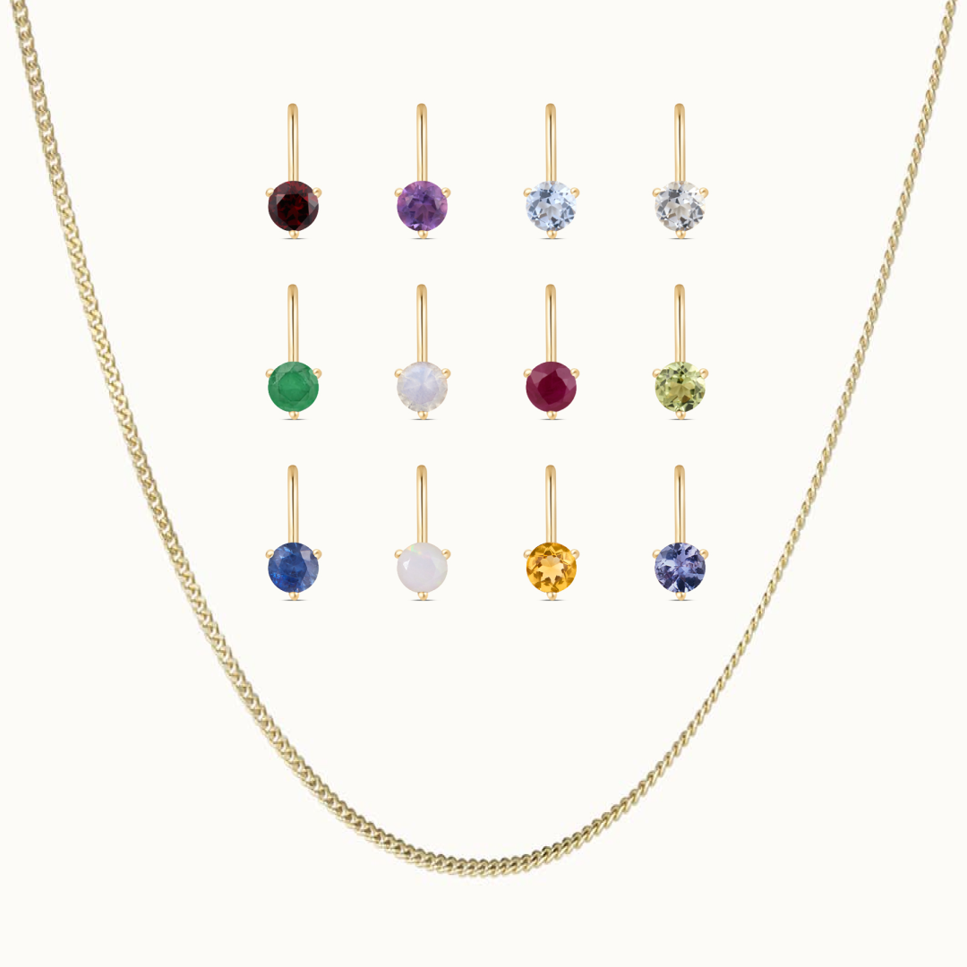 Ketting + Geboortesteen Hanger set