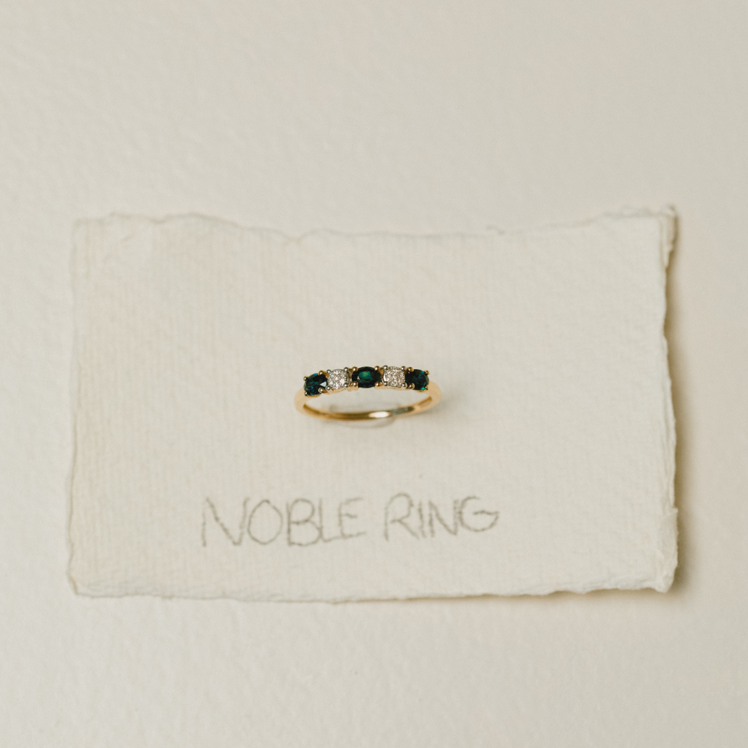 Noble 14K Saffier & Diamant ring