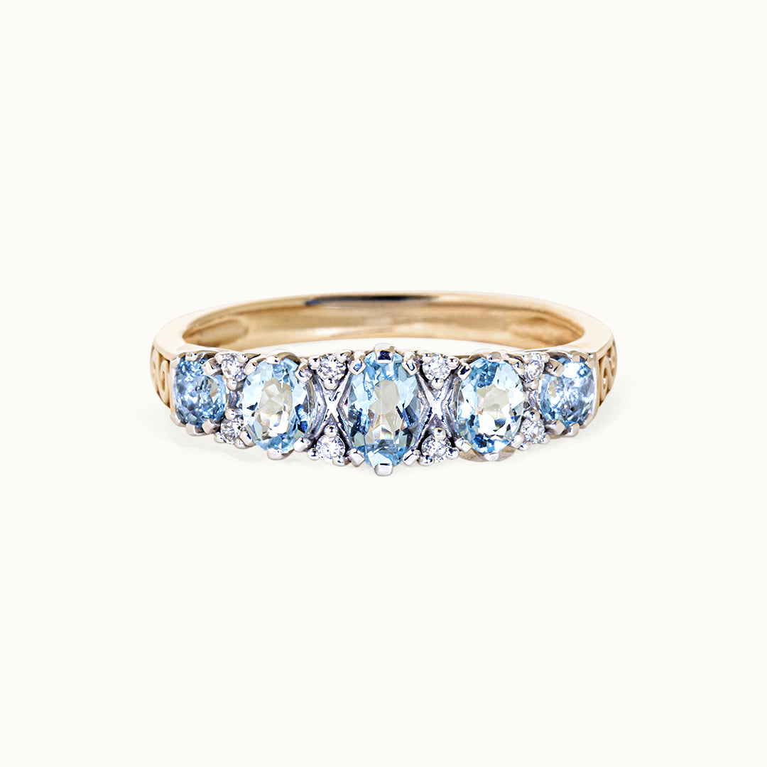 Victorian Petite 14K Aquamarijn & Diamant ring