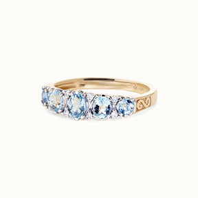 Victorian Petite 14K Aquamarijn & Diamant ring