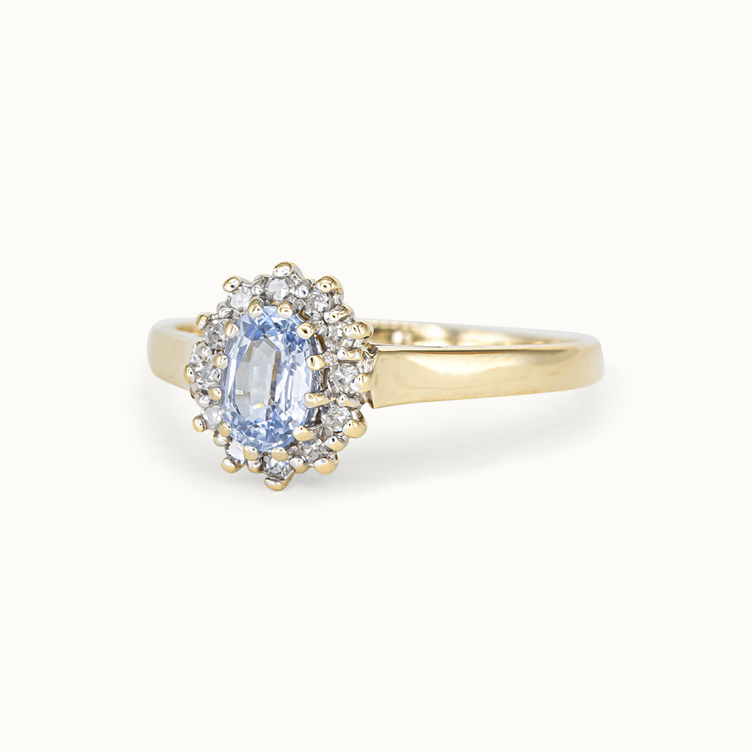 Vintage 9K Tanzaniet & Diamant Entourage Ring