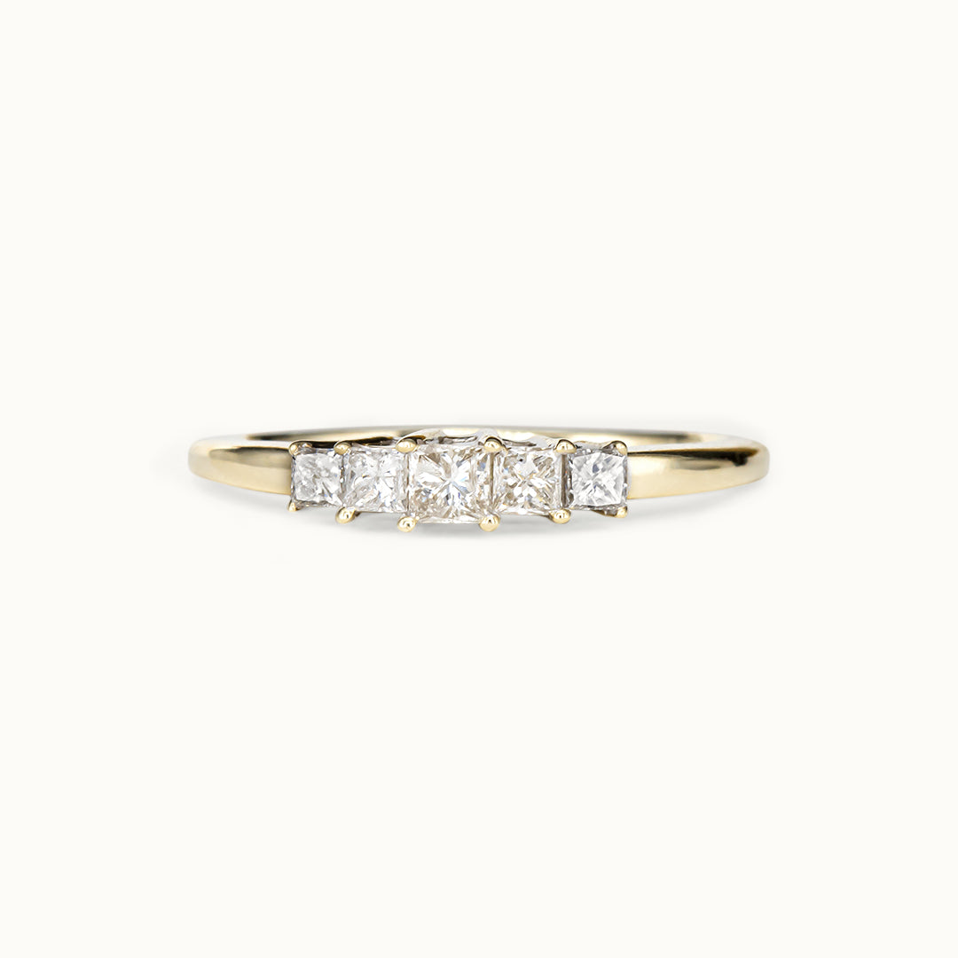 Vintage 9K Diamant Rij Ring