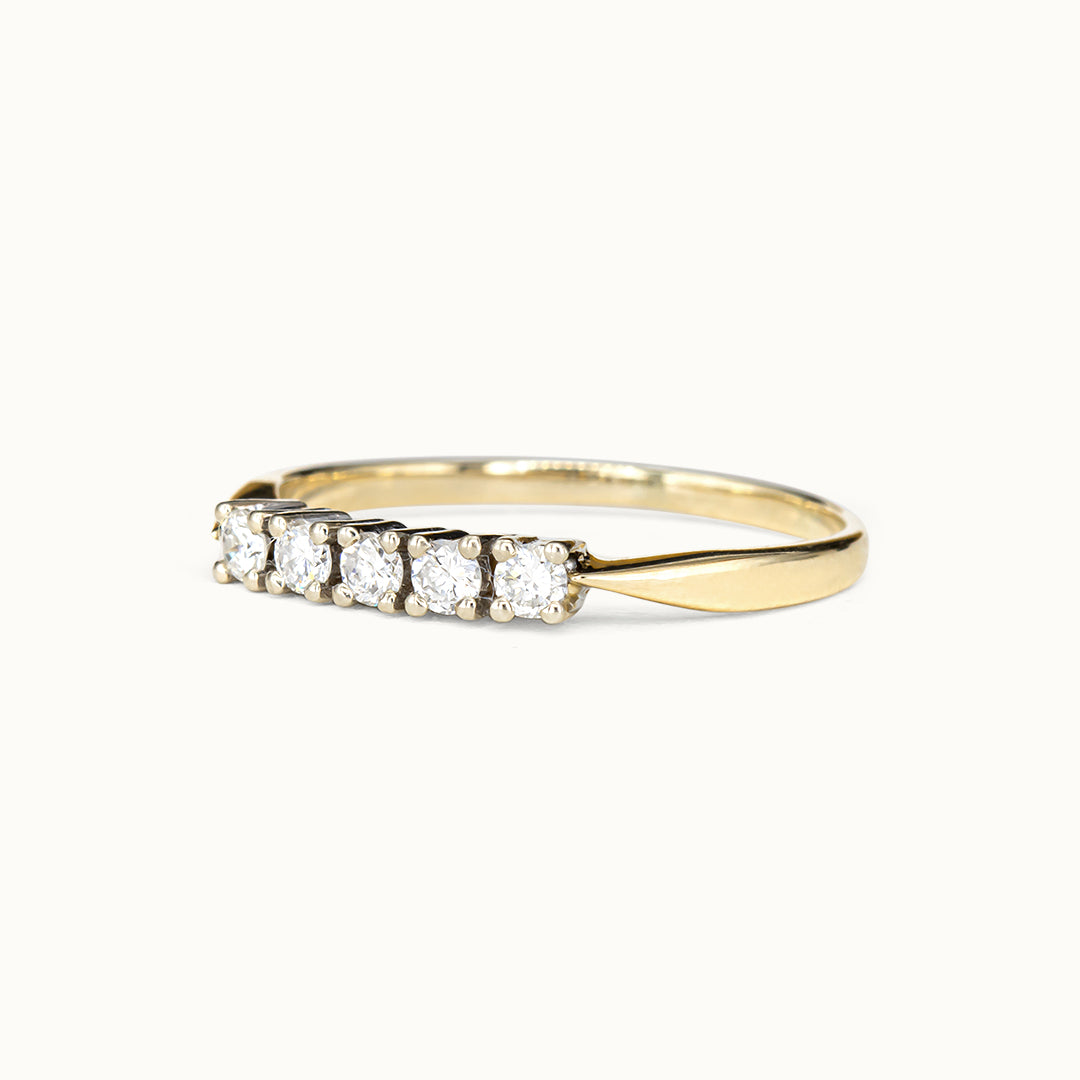 Vintage 14K Diamant Rij Ring