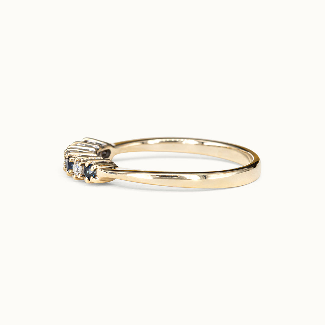 Vintage 9K Saffier & Diamant Ring