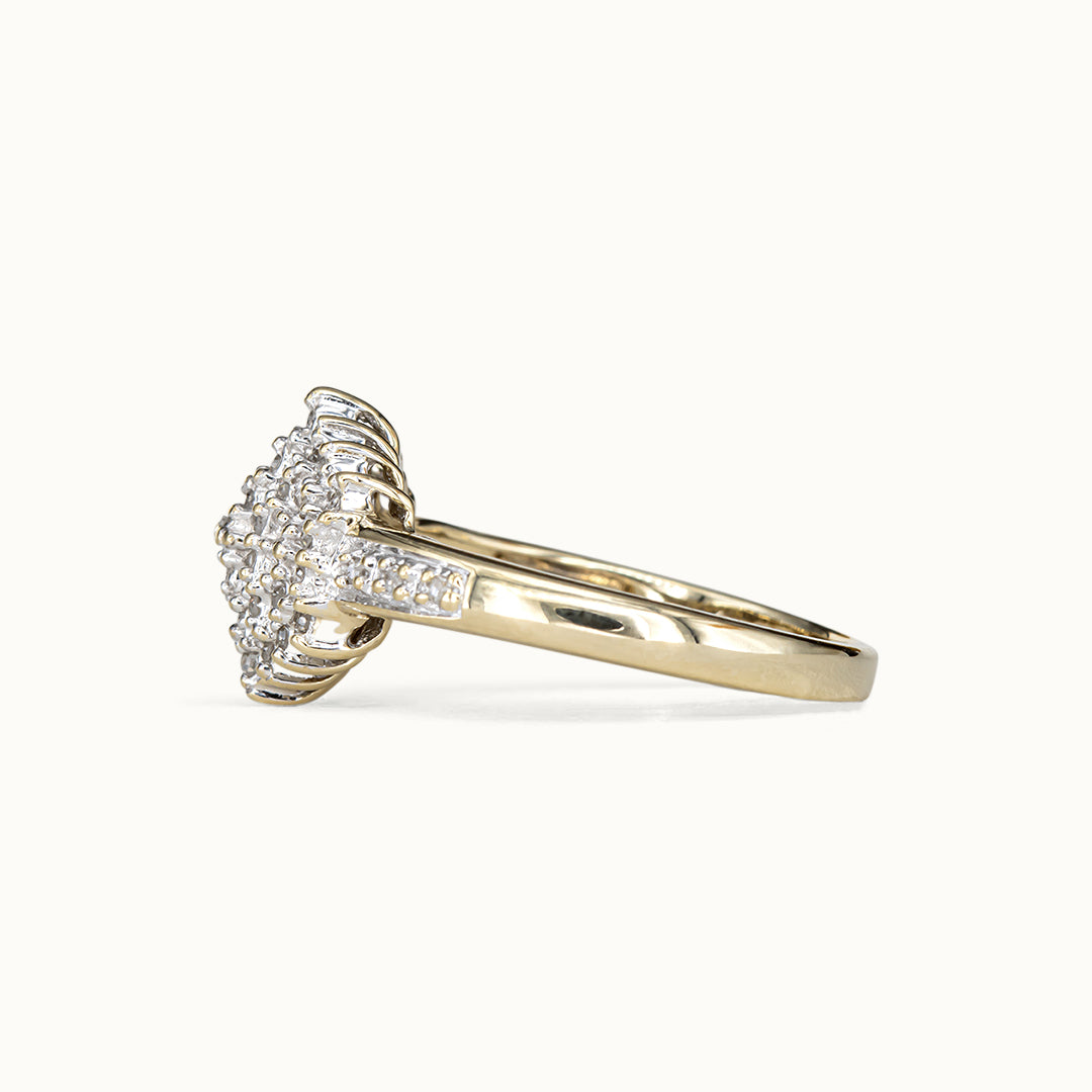 Vintage 9K Diamant Cluster Ring