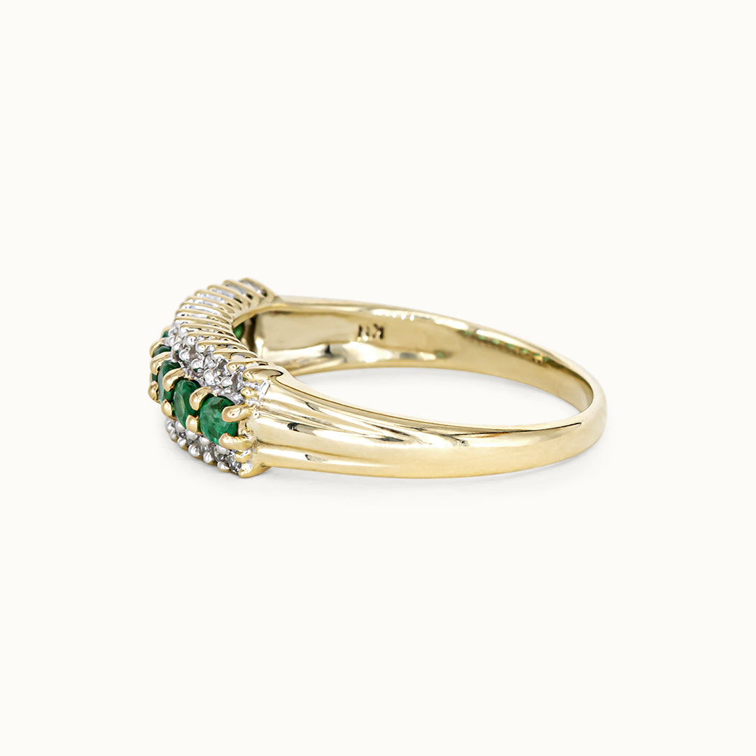 Vintage 9K Smaragd & Diamant Ring