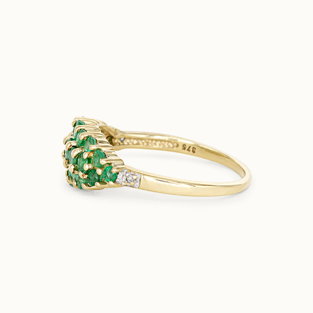 Vintage 9K Smaragd & Diamant Ring