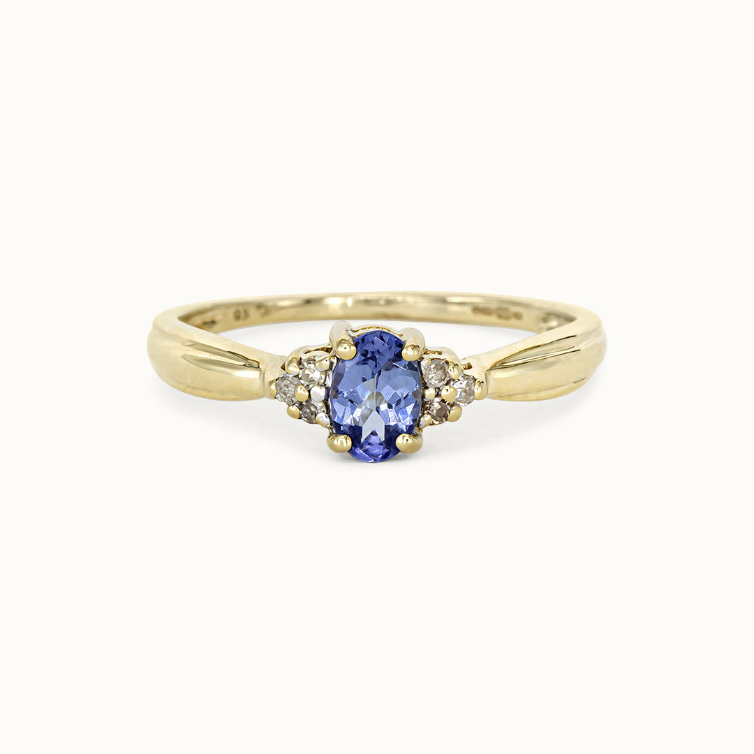 Vintage 9K Tanzaniet & Diamant Ring
