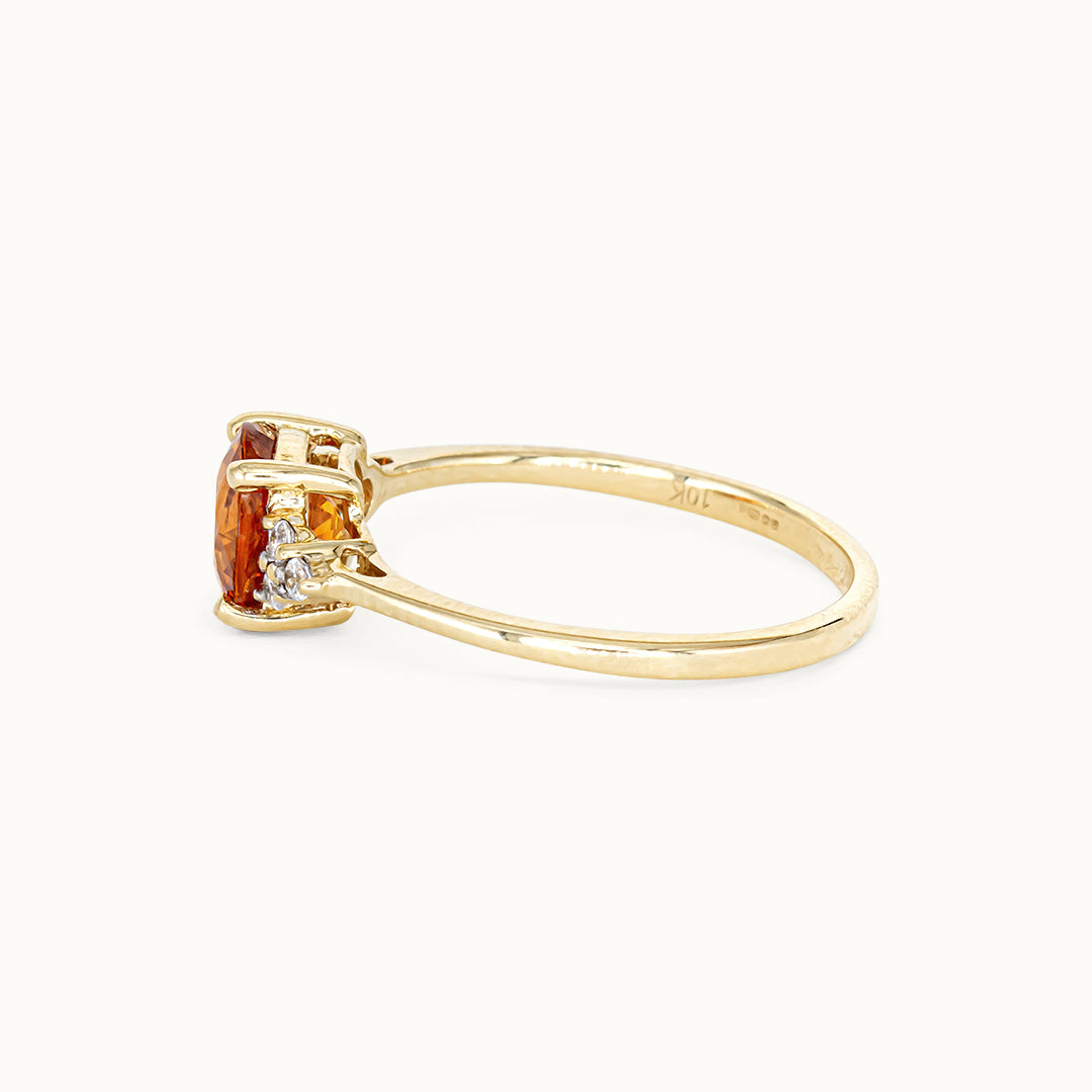 Vintage 9K Oranje Granaat & Diamant Ring