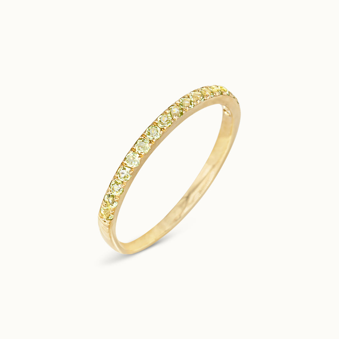 Halo Half Eternity Ring Peridot