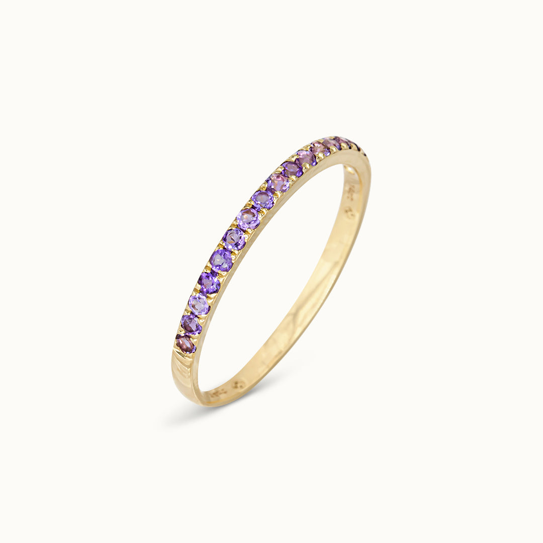 Halo Half Eternity Ring Amethist