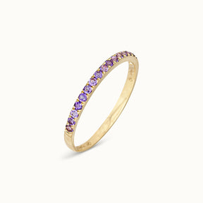 Halo Half Eternity Ring Amethist