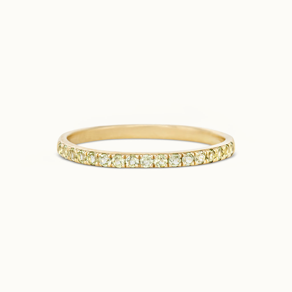 Halo Half Eternity Ring Peridoot