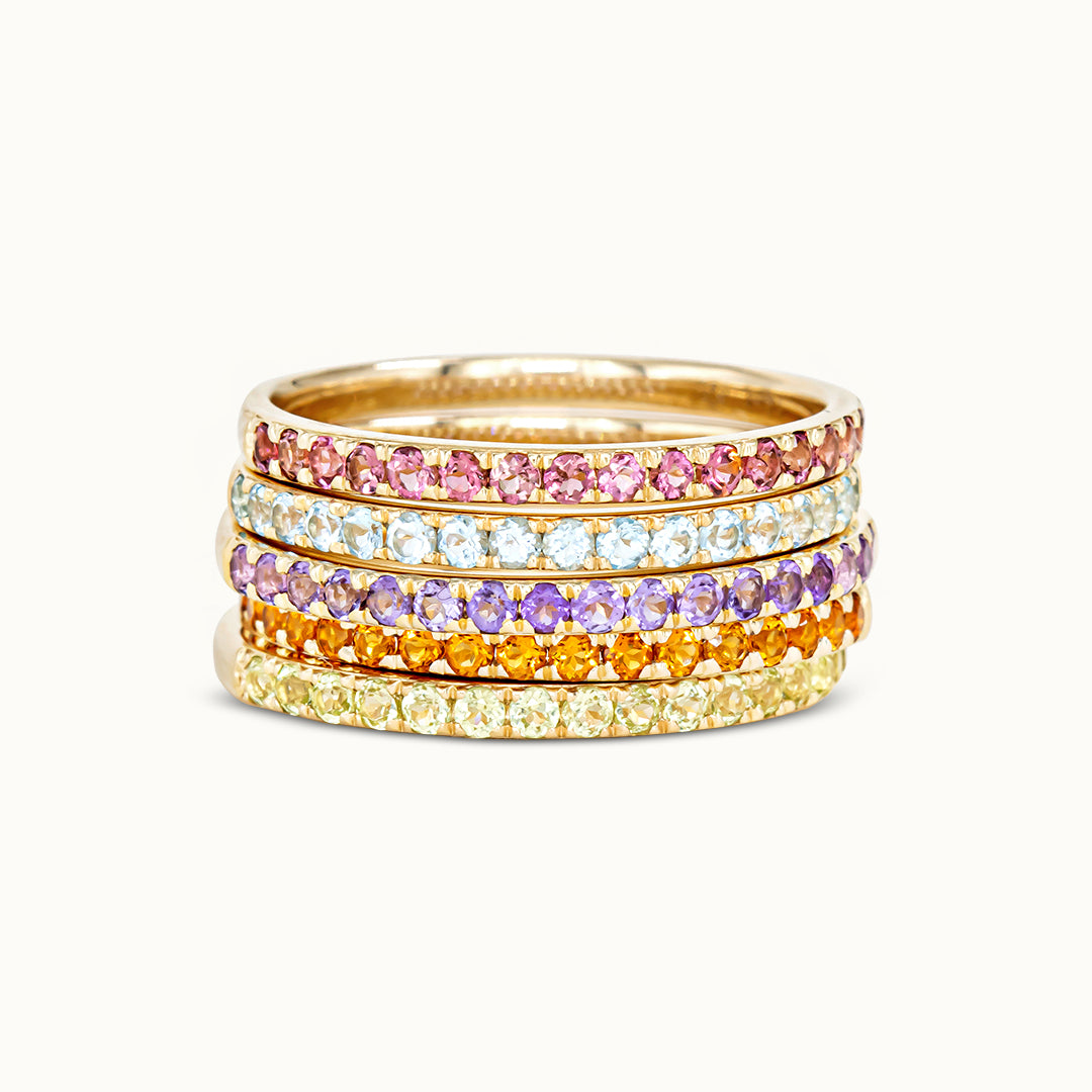 Halo Half Eternity Ring Citrine