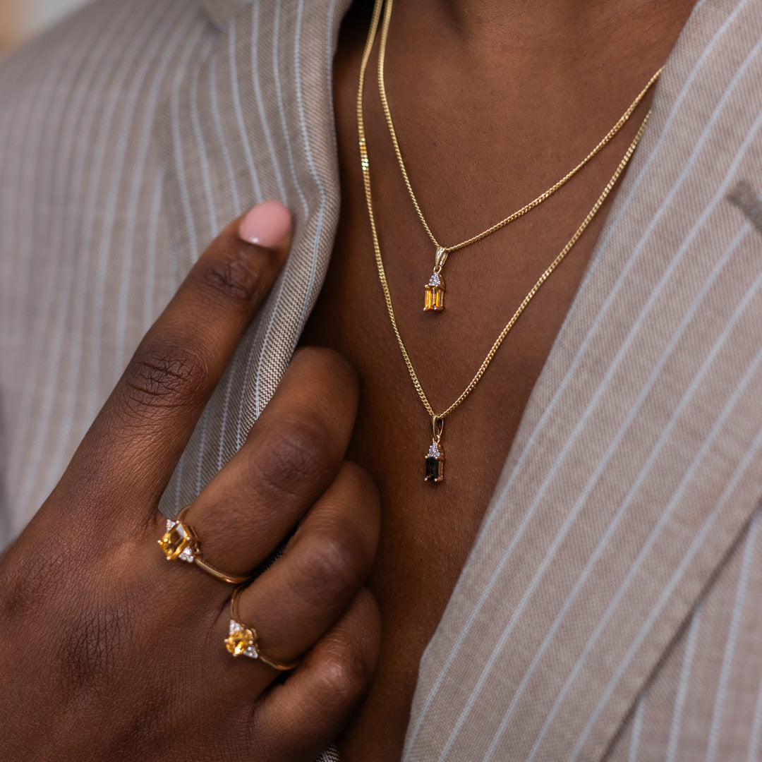 Maya | Citrine & Diamond Pendant