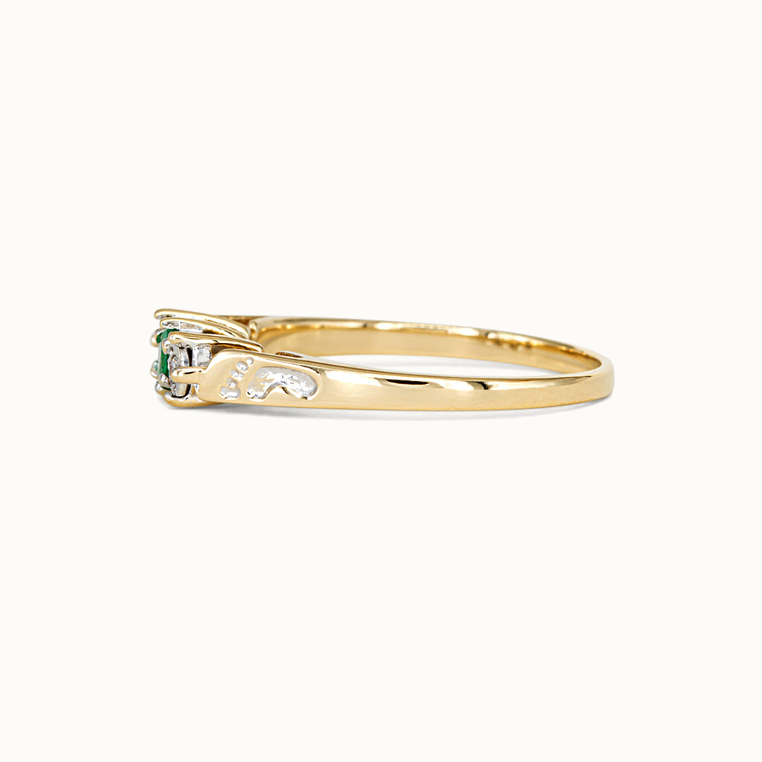 Vintage 9K Smaragd & Diamant Cluster Ring