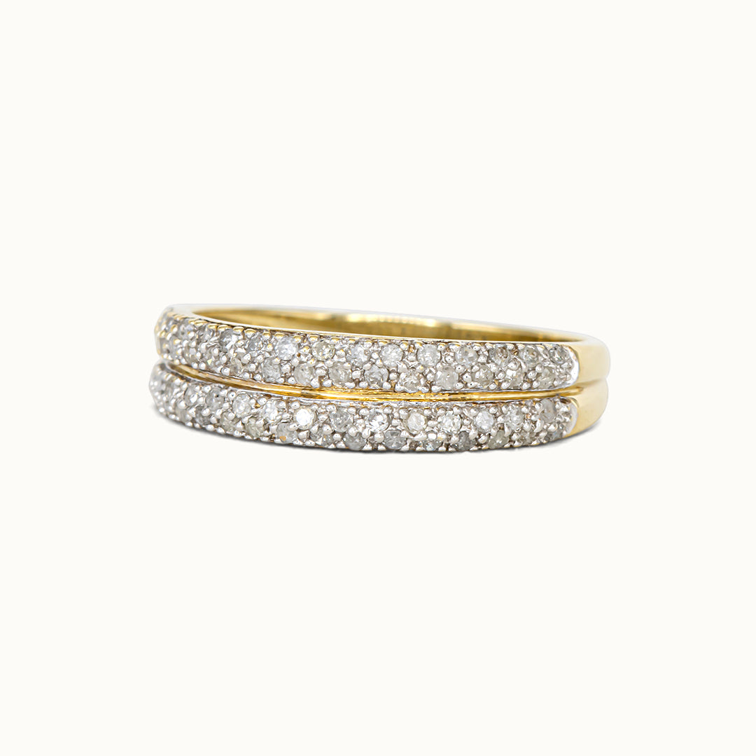 Vintage 9K Diamant Dubbel Rij Ring