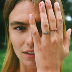 Halo Half Eternity Ring Amethist