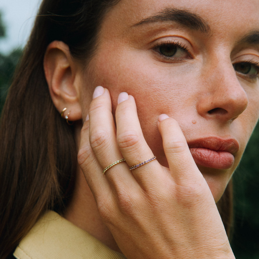 Halo Half Eternity Ring Peridot